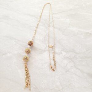 ✨ Chico's Gold Beaded Ball Chain Tassel Pendant Necklace ✨